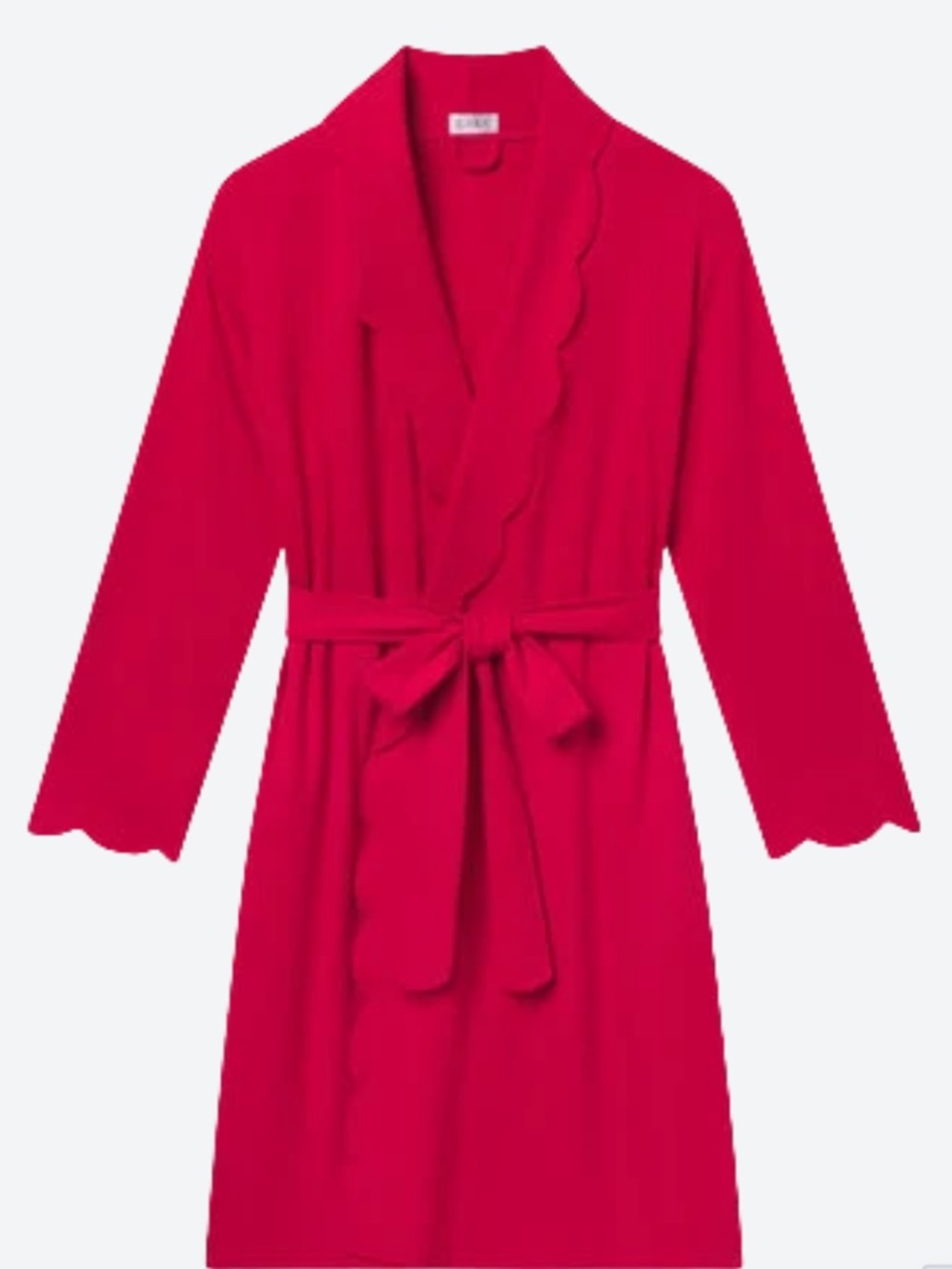 LAKE Pajamas Pima Scallop Robe in Classic Red Size XL